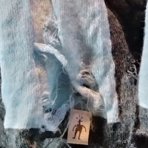 Long Smartwool Knit Scarf Distressed Shabby Frayed Grunge Shredder Boarder - Picture 6 of 9